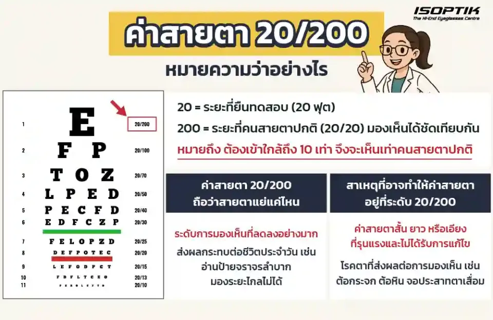 ค่าสายตา 20/200 หมายความว่าอย่างไร