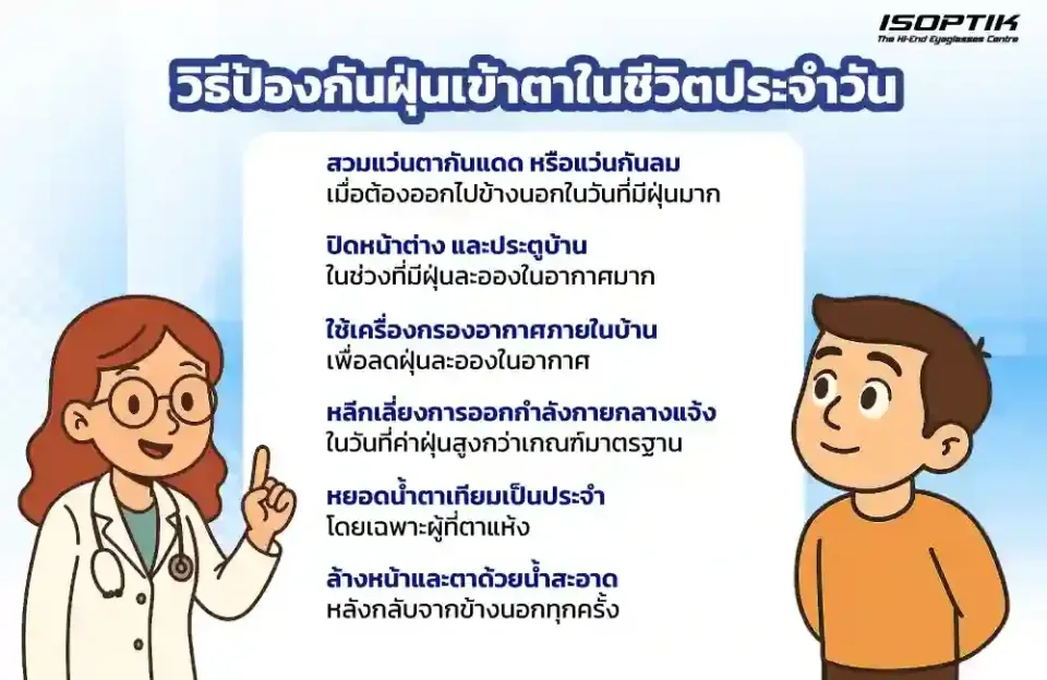  วิธีป้องกันฝุ่นเข้าตาในชีวิตประจำวัน