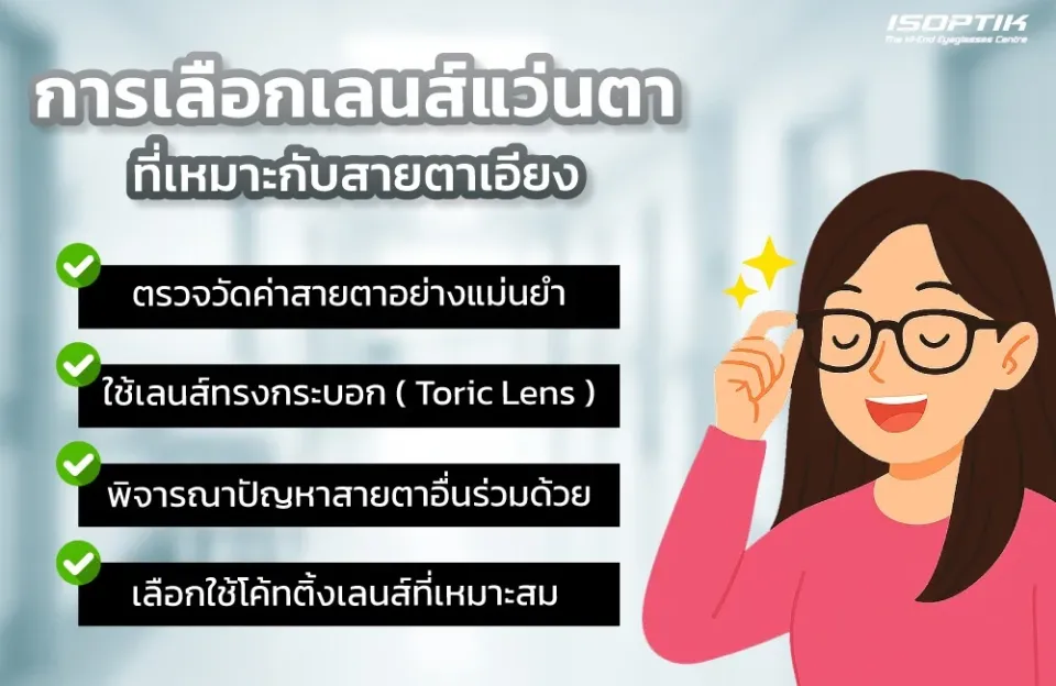 การเลือกเลนส์แว่นตาที่เหมาะกับสายตาเอียง