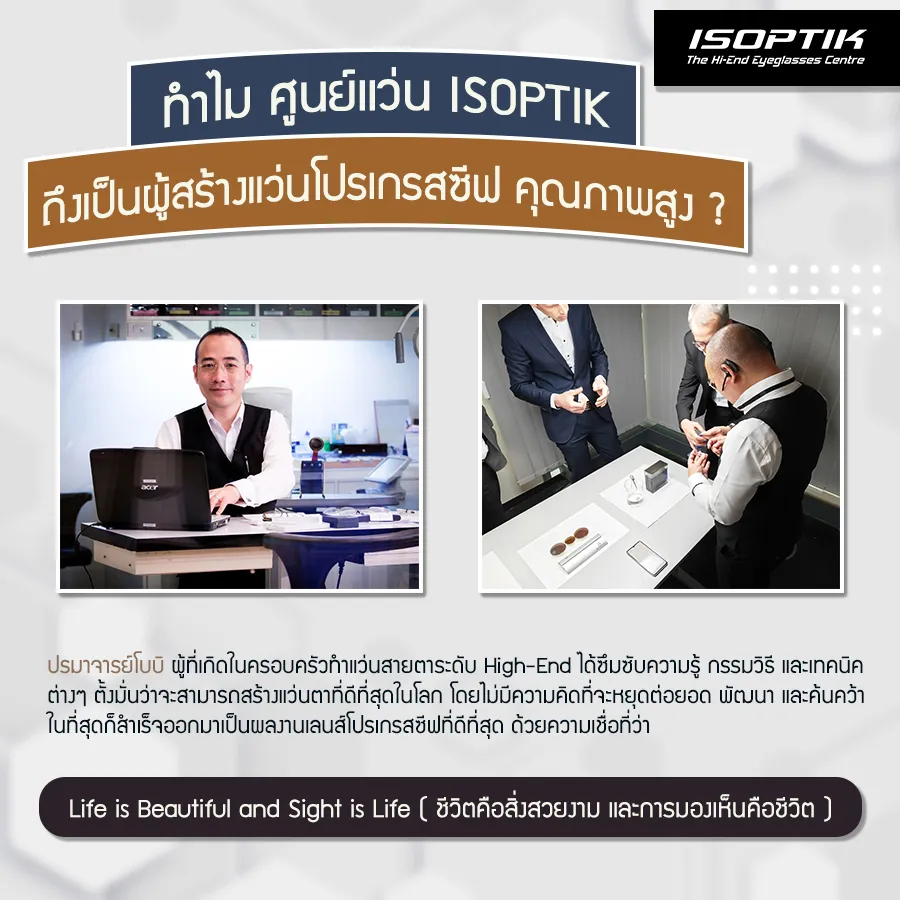ศูนย์แว่นตา ISOPTIK ผู้สร้าง แว่นโปรเกรสซีฟ เฉพาะบุคคล