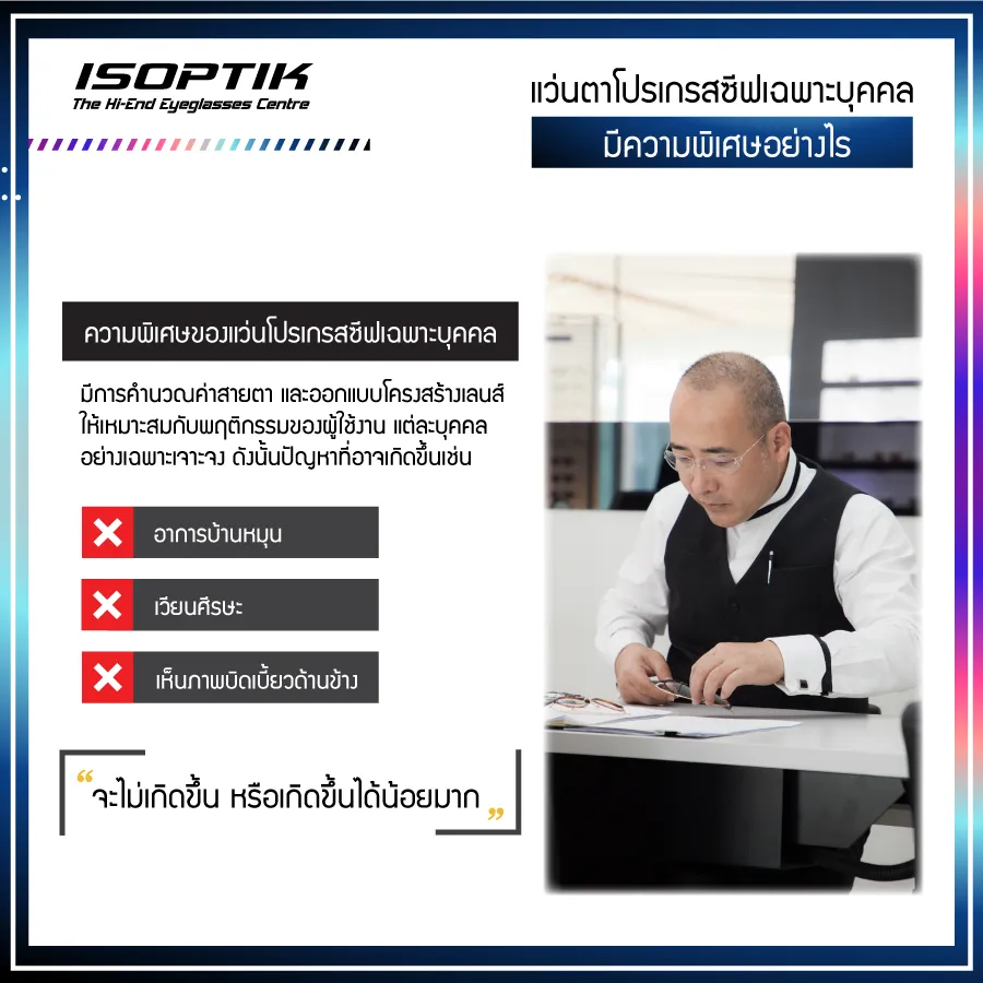 แว่นตาโปรเกรสซีฟเฉพาะบุคคล ที่คำนวณ และออกแบบมาเพื่อคุณเท่านั้น!