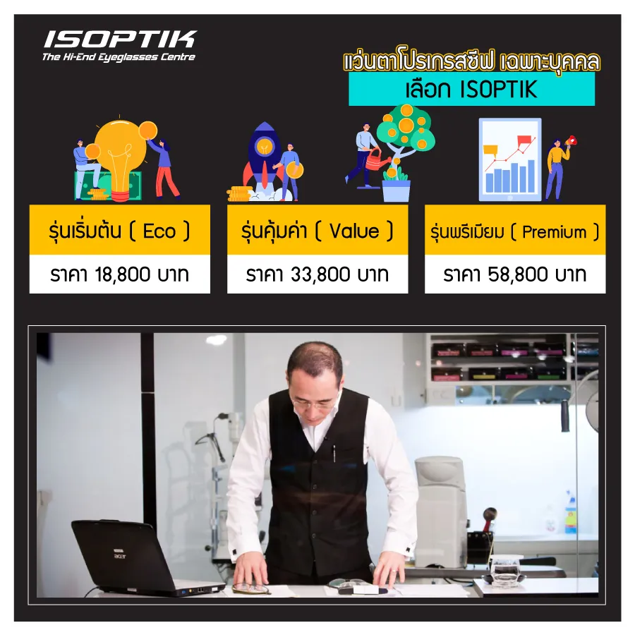 แว่นตาโปรเกรสซีฟเฉพาะบุคคล แก้ไขปัญหาสายตา สำหรับคุณโดยเฉพาะ