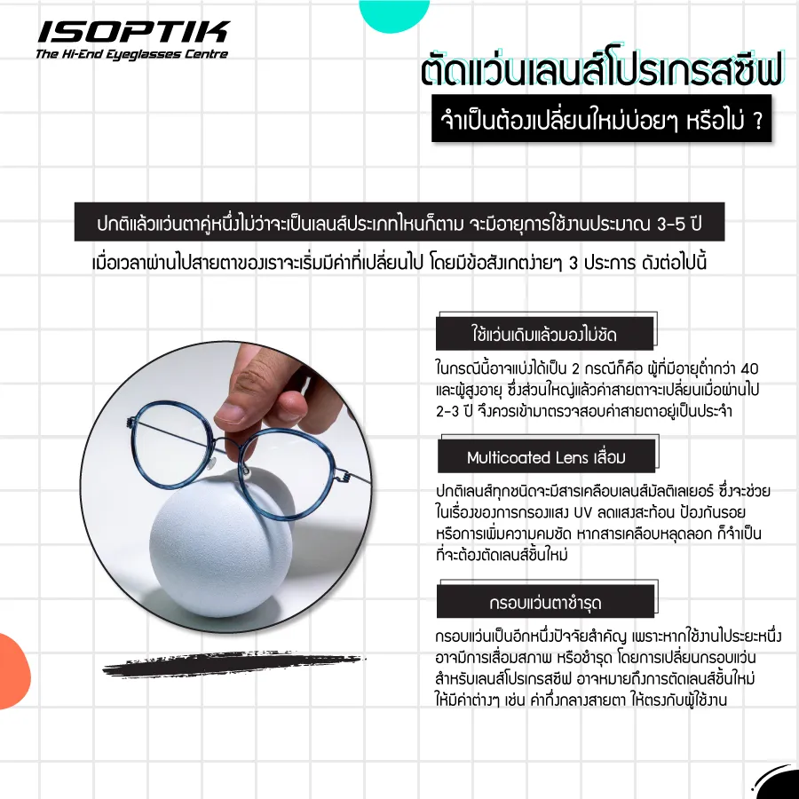 ตัดแว่น เลนส์โปรเกรสซีฟ ต้องเปลี่ยนทุกกี่ปี หาคำตอบได้ที่นี่ !